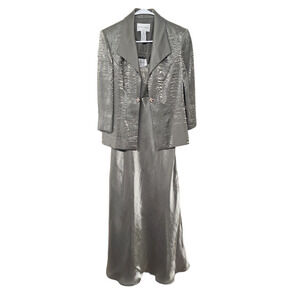 Davids Bridal Women 2 piece Event Dress Size 10 Gala MOB Formal Metallic  Mature